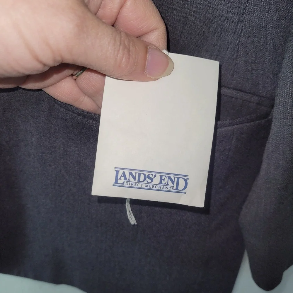Lands End Blazer Jacket Womens 6P Grey 1 Button  Classic Single‎ Breasted Office